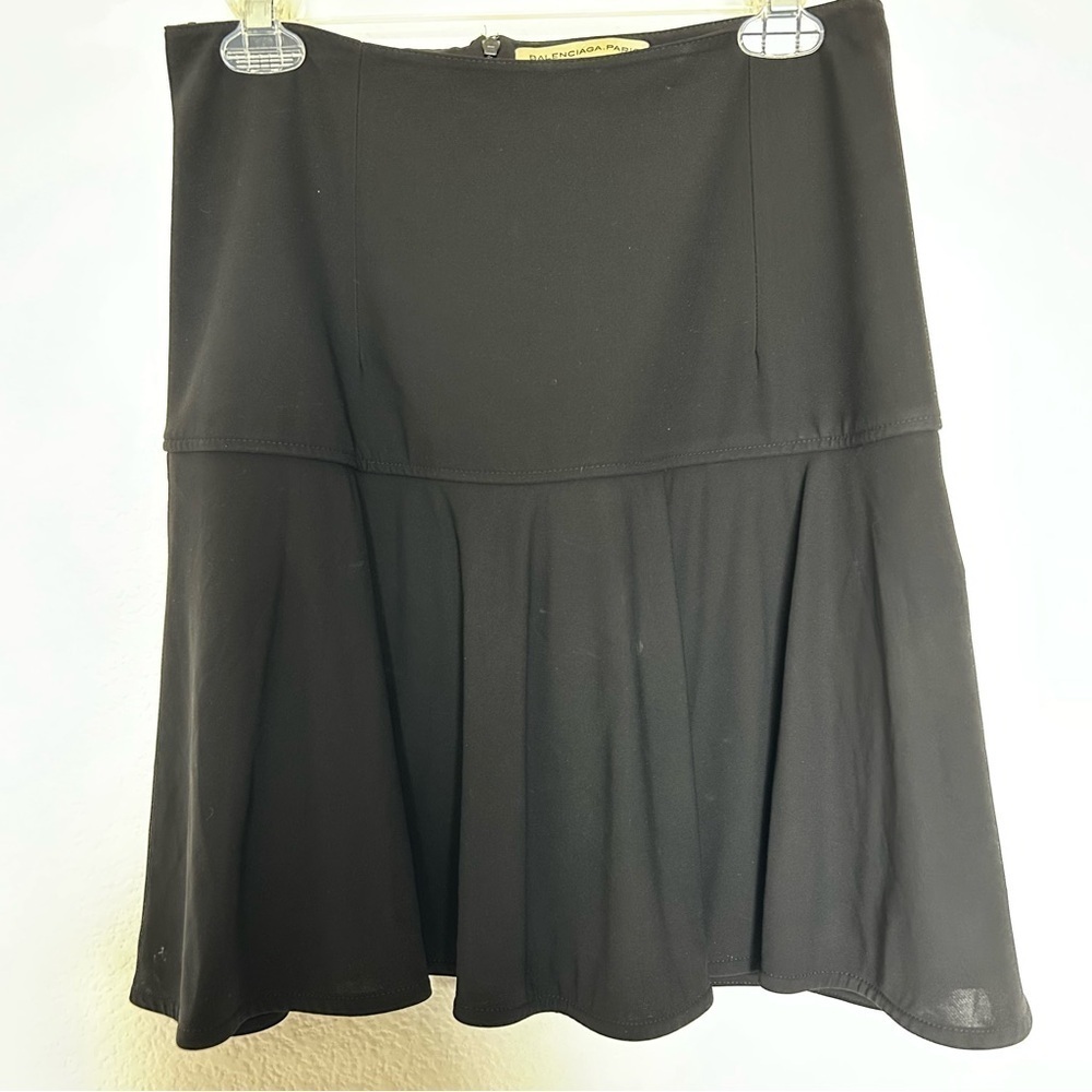 Balenciaga 2012 Pleated, High Waisted, Midi, Old Money Black Women's Skirt